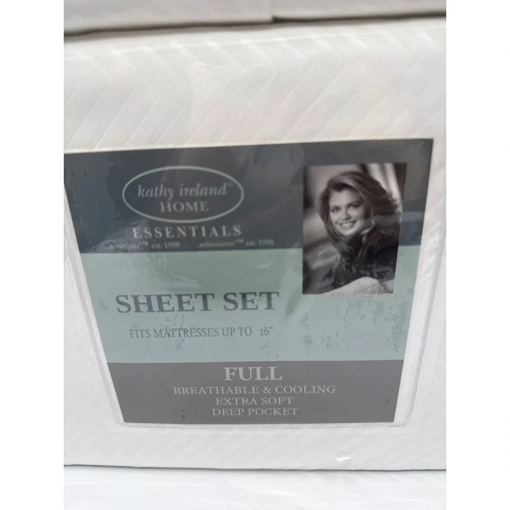 Kathy Ireland Home Essentials Full Sheet Set White Microfiber Deep Pocket 6pc